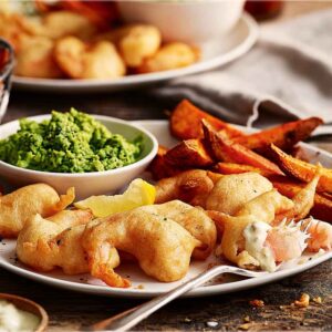 Battered Scampi and Chips